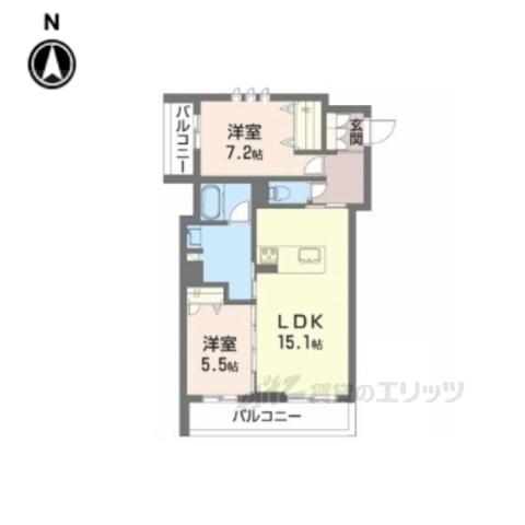 シャーメゾンプリンスコート(2LDK/3階)の間取り写真