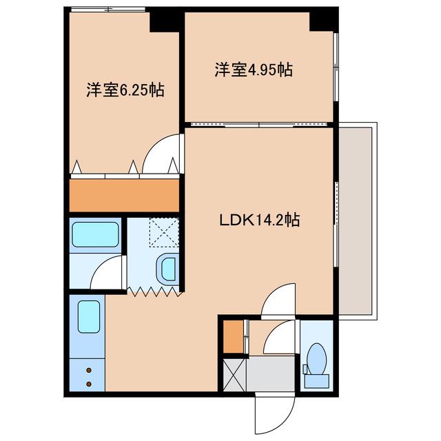 マンションハーベストII(2LDK/3階)の間取り写真