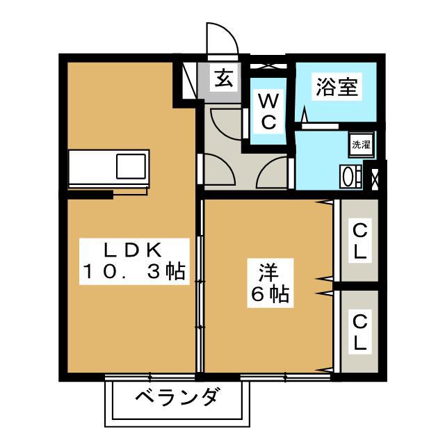 CASA・L B(1LDK/2階)の間取り写真