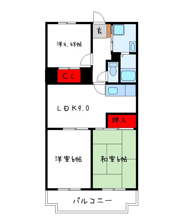 エトワールキタノ(3LDK/2階)の間取り写真