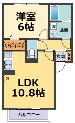 クレスト西宮東(1LDK/2階)の間取り写真