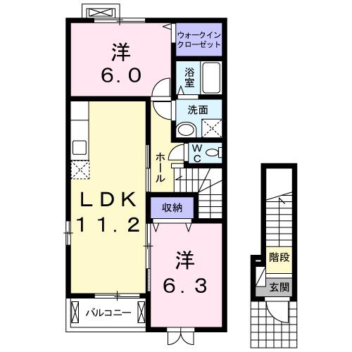マーベラス・アンジュI(2LDK/2階)の間取り写真