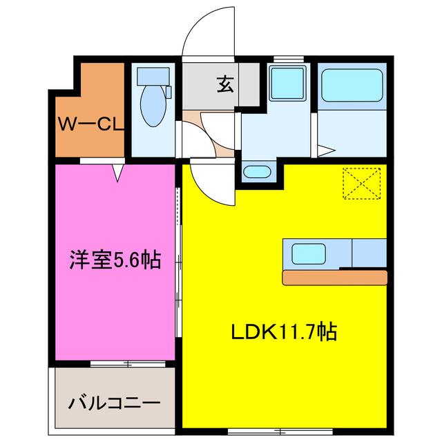AVENIR(1LDK/2階)の間取り写真