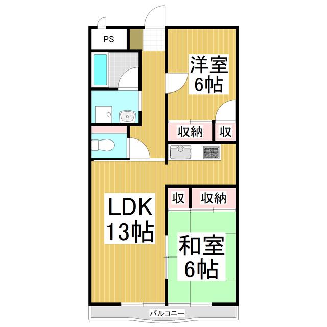 小根山ビル(2LDK/3階)の間取り写真