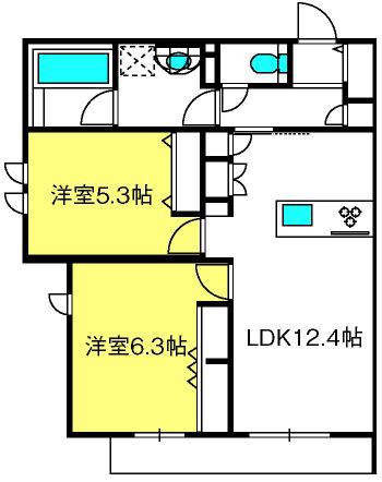 サンエクレール(2LDK/1階)の間取り写真