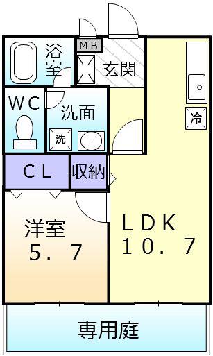 カンターレ鶯谷I番館(1LDK/1階)の間取り写真