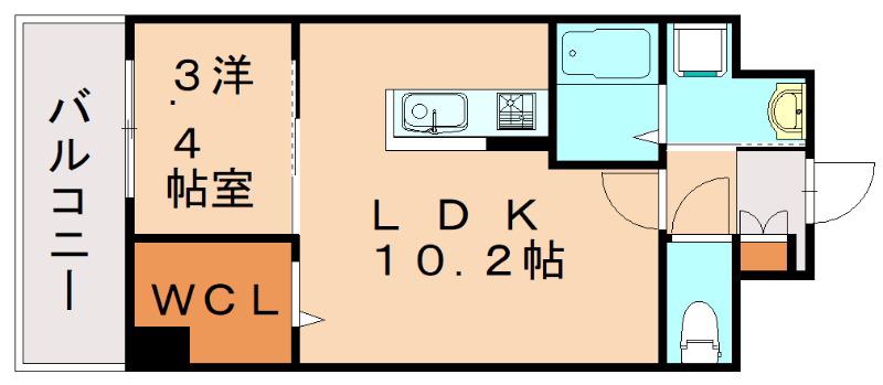 エンラージ・タワー(1LDK/6階)の間取り写真