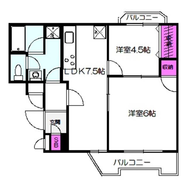 メゾンスワ(2LDK/3階)の間取り写真