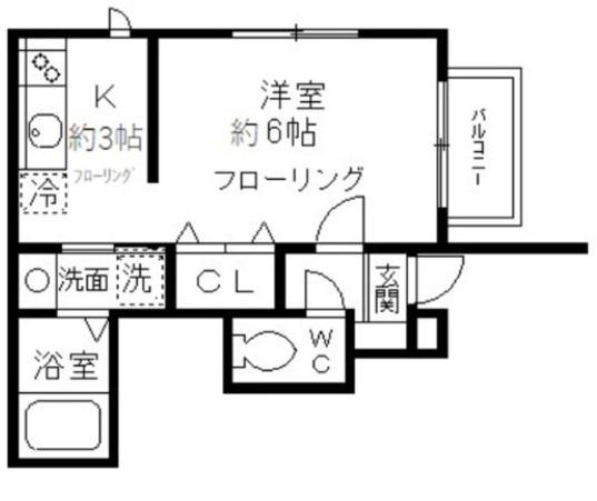 パームツリー武蔵野(1K/1階)の間取り写真