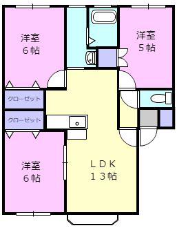 セカンドアーク(3LDK/2階)の間取り写真