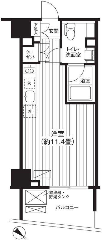TI-HIGASHIAZABU(ワンルーム/7階)の間取り写真