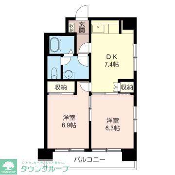 ウェルストンパレス(2DK/3階)の間取り写真