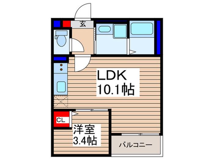 JK的場AP VI(1LDK/3階)の間取り写真