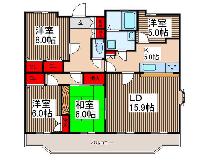 ノーブルクレイン(4LDK/6階)の間取り写真