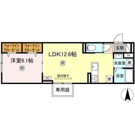 D-RESENA丸山N(1LDK/1階)の間取り写真