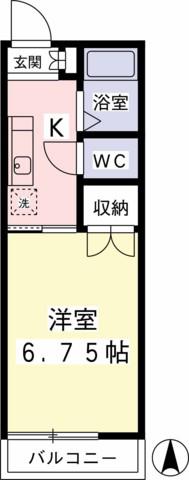 まろんハイツ(1K/1階)の間取り写真