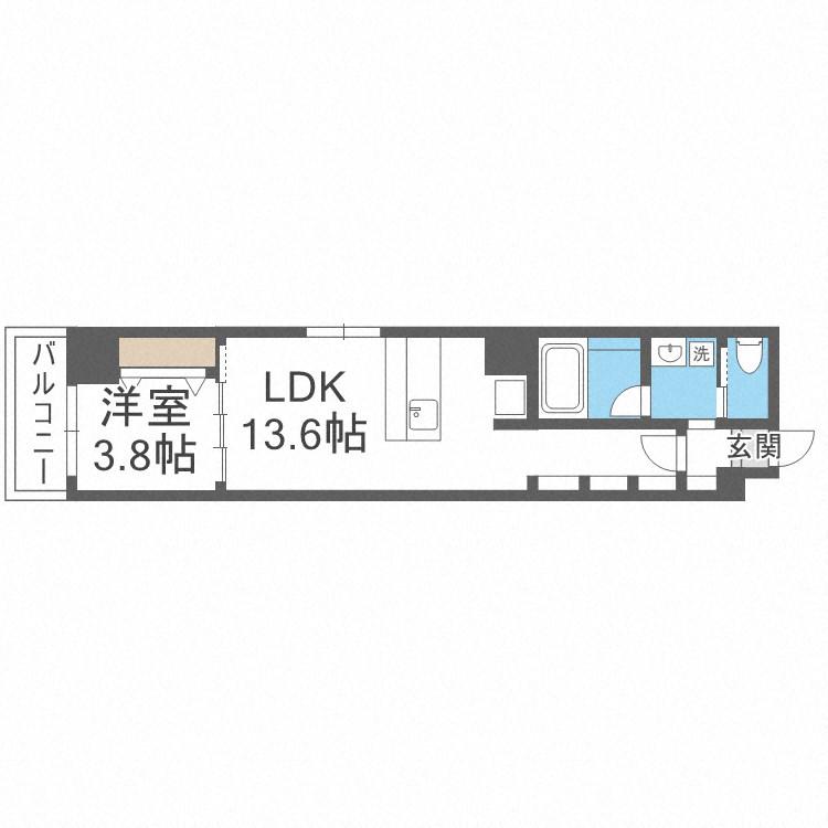 M.HILLS本町東(1LDK/2階)の間取り写真