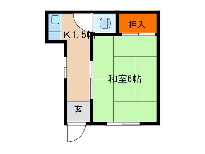 かづみ荘(1K/1階)の間取り写真