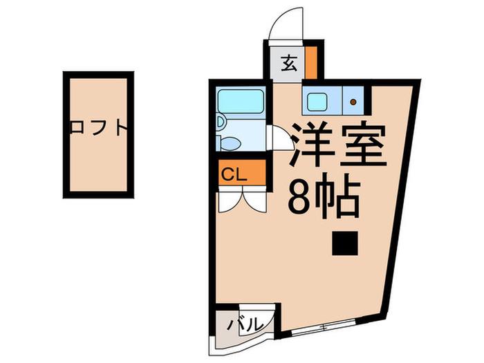 クラウディスプーン(ワンルーム/2階)の間取り写真
