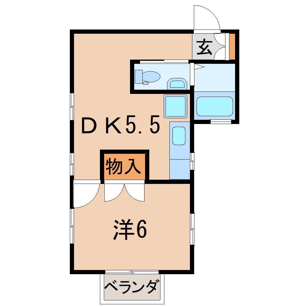 エンゼルハイツ(1DK/2階)の間取り写真