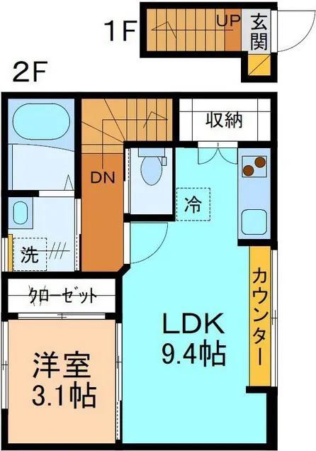 インテグラル ブリージョ(1LDK/2階)の間取り写真
