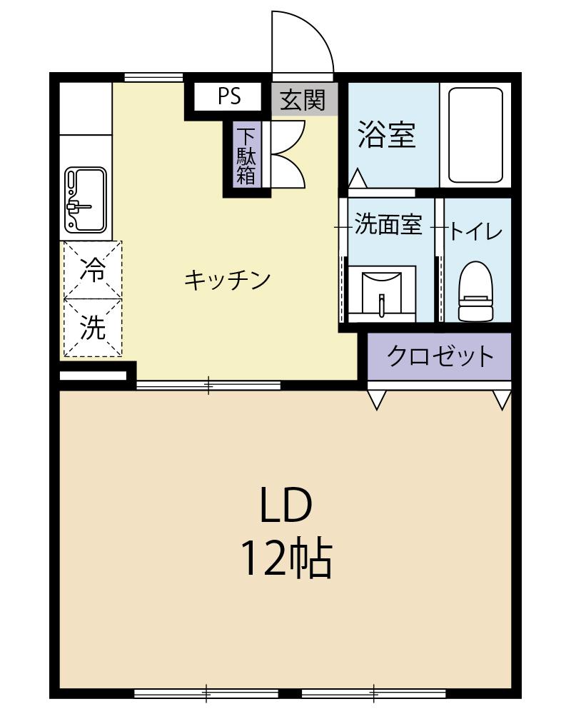 ヴィラアベ(1DK/1階)の間取り写真