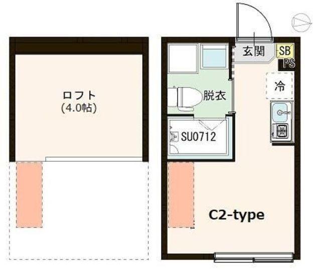 ハーモニーテラス春日町IV(ワンルーム/2階)の間取り写真