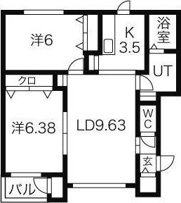 ベルリード平岸(2LDK/1階)の間取り写真