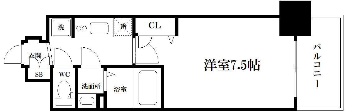 プレサンス堺筋本町センティス(1K/4階)の間取り写真