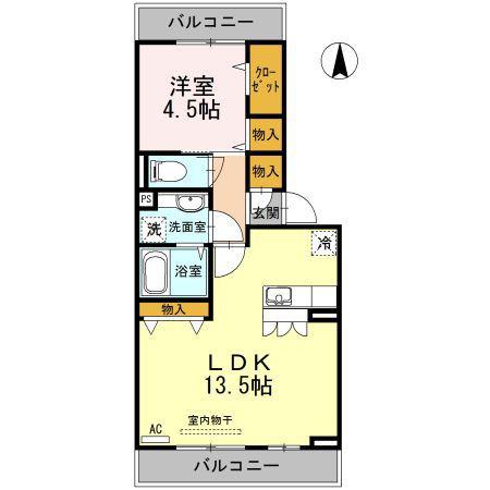 ルミエール(1LDK/2階)の間取り写真