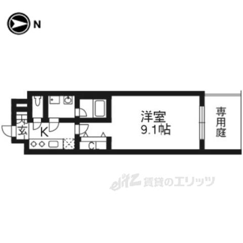 ベラジオ京都洛南グルーブ(1K/1階)の間取り写真
