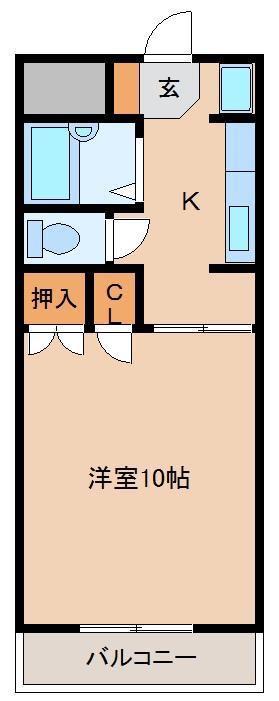 ジュネス・オクラバB(1K/1階)の間取り写真