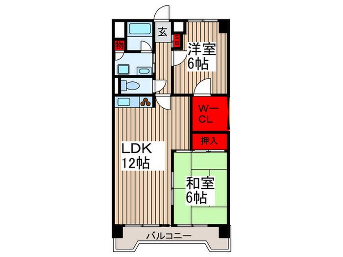 グランパレス越谷(2LDK/1階)の間取り写真