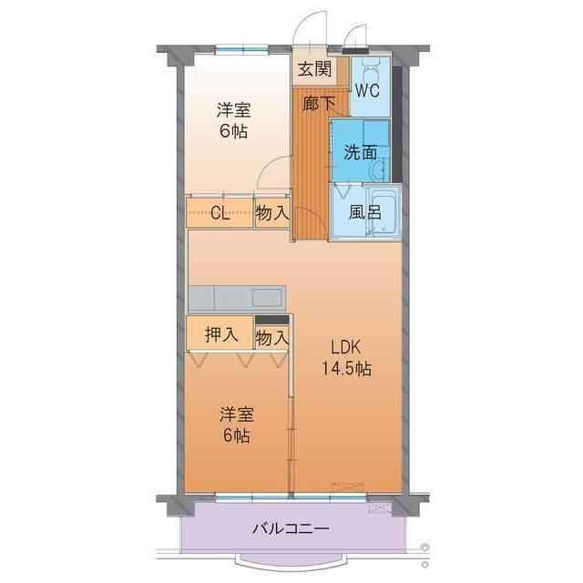 ハートフル ARAYA(2LDK/2階)の間取り写真