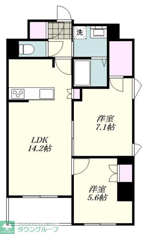 ロイジェント戸越銀座(2LDK/4階)の間取り写真