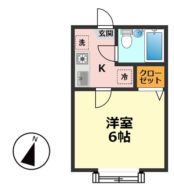 サンアベニューIIA(1K/1階)の間取り写真