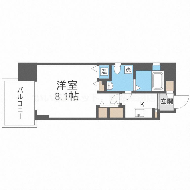 グラマシー京橋(1K/8階)の間取り写真