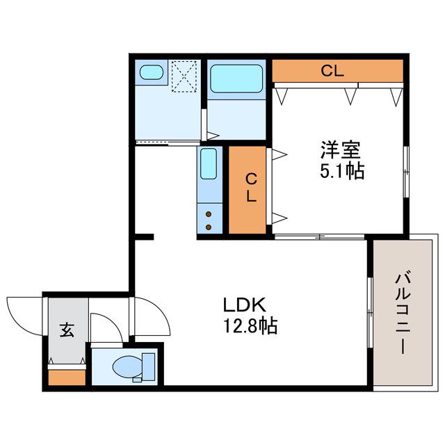 PORTE-BONHEUR II ポルトボヌール(1LDK/4階)の間取り写真