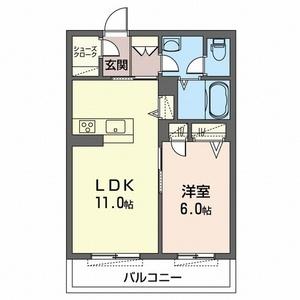 GREENAGEちがさき(1LDK/3階)の間取り写真
