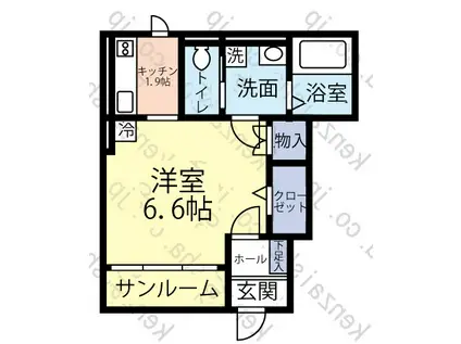 プログレ若林II(1K/1階)の間取り写真