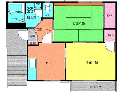 フローラル(2DK/2階)の間取り写真