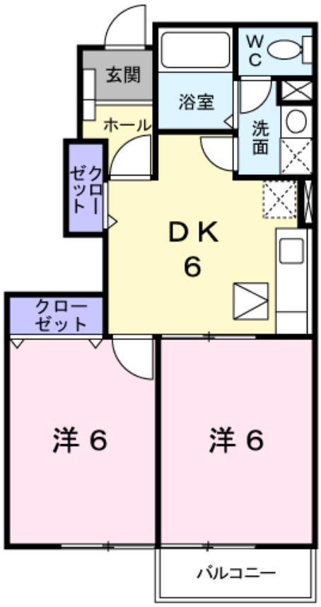 シャローン・ソーヌ(2DK/1階)の間取り写真