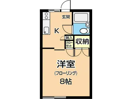 コーポアズマ2号棟(1K/1階)の間取り写真