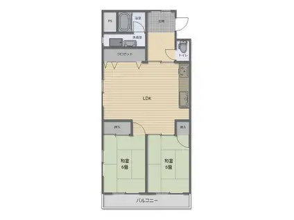 ドルミー・リバーサイド(2LDK/3階)の間取り写真