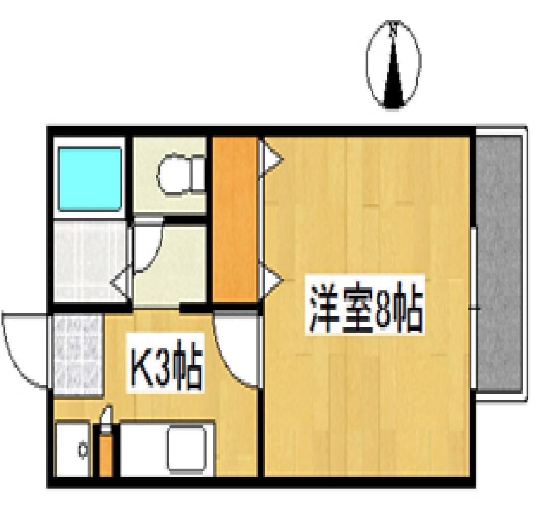 えとあタウンB棟(1K/2階)の間取り写真