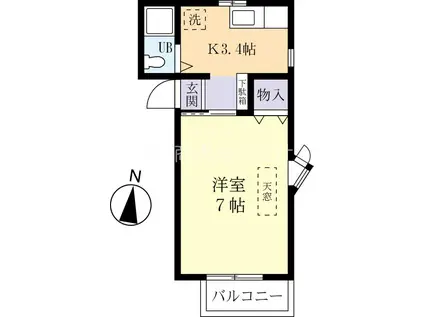 アリス江戸崎第2(1K/2階)の間取り写真