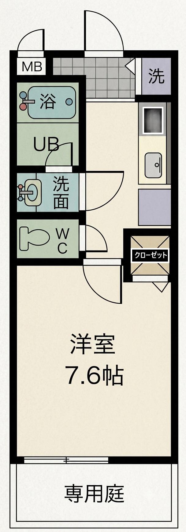 シエル金剛(1K/1階)の間取り写真