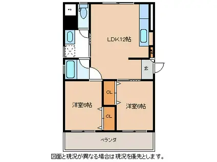 レスコタケイ(2LDK/3階)の間取り写真