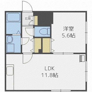 FEELS 美園(1LDK/4階)の間取り写真