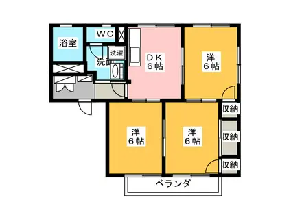 グランメール東千代田B(3DK/2階)の間取り写真